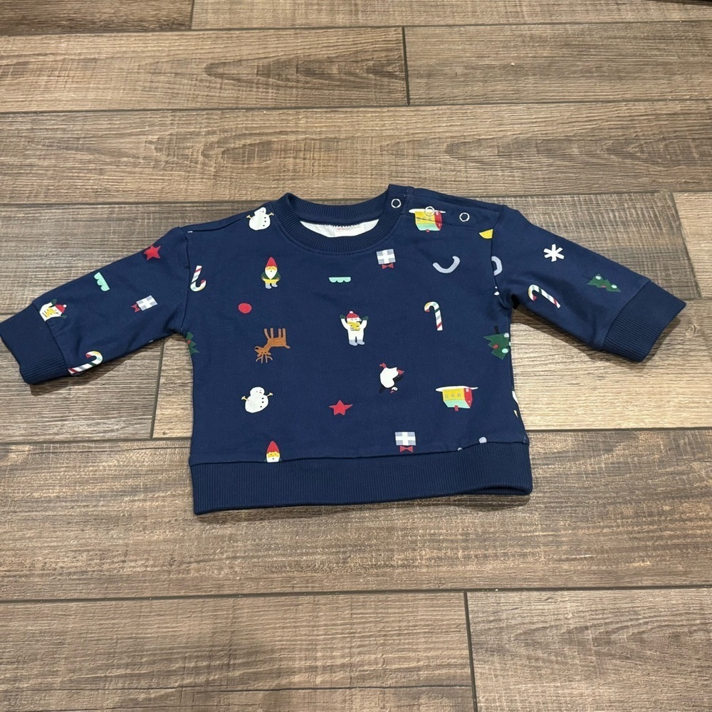 Hanna Andersson Blue Gnome Holiday Pullover Sweatshirt Baby Sz 3-6M